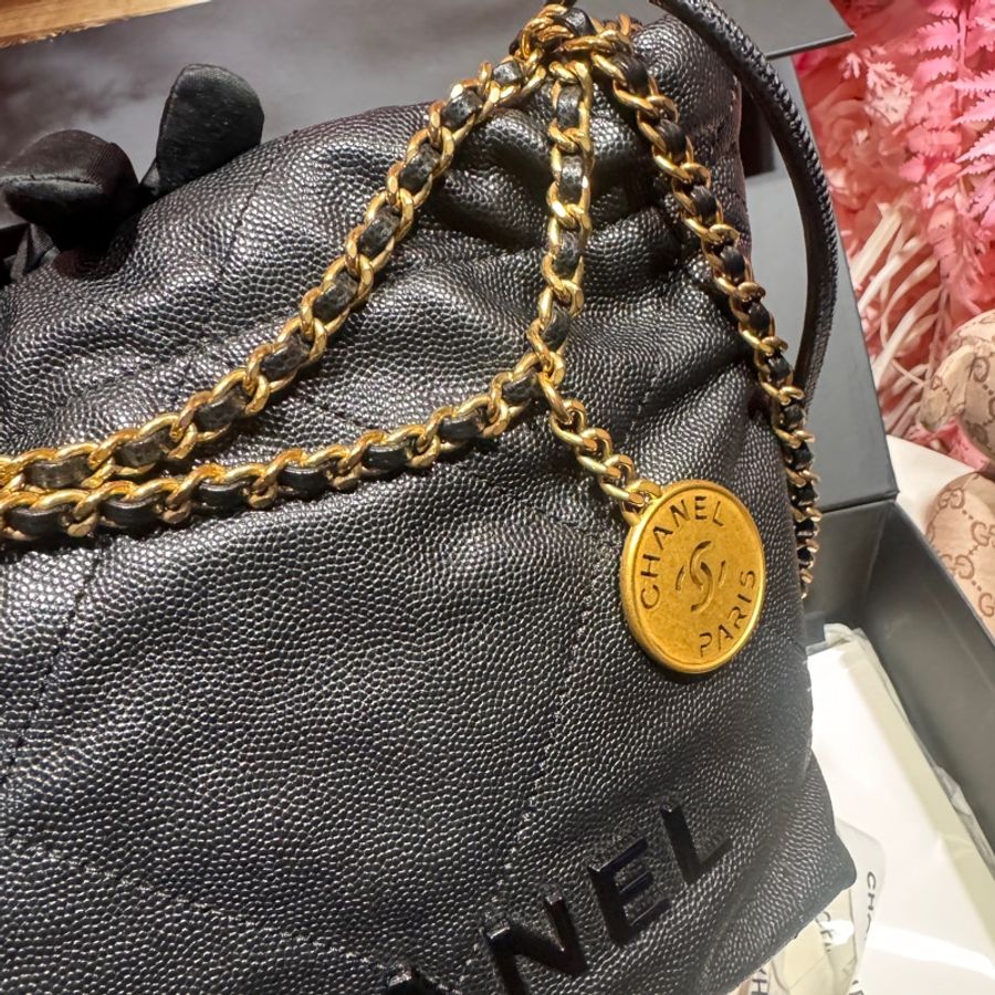 Chanel 22bag soblack斜背包/王吉娜古董精品-2