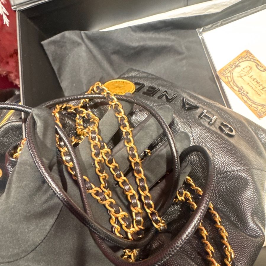 Chanel 22bag soblack斜背包/王吉娜古董精品-6