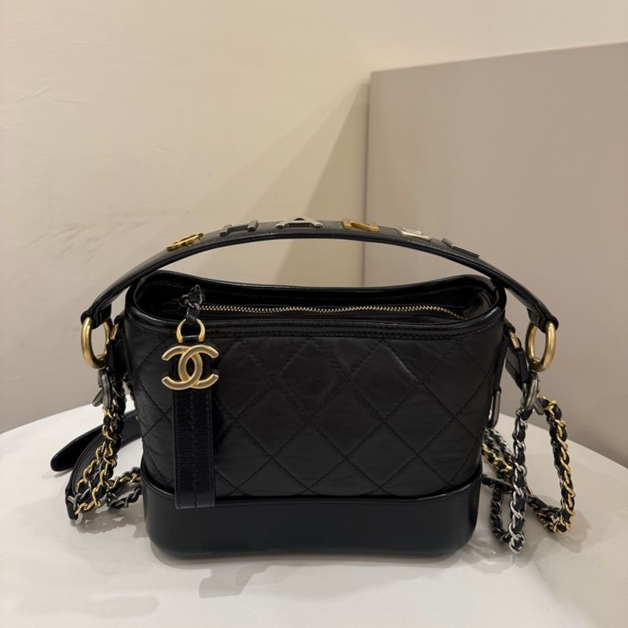 (甜價美包)Chanel 香奈兒 限量提把流浪包黑金小號-2