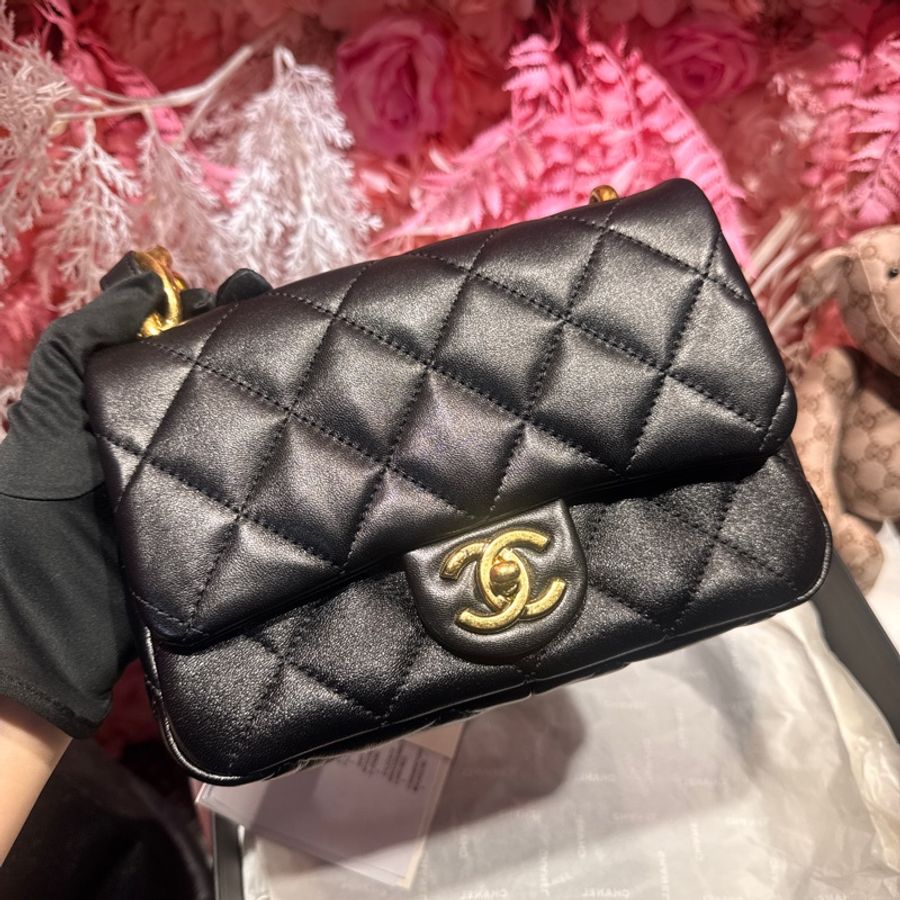 Chanel 黑金肩背包鏈條包/王吉娜古董精品-2