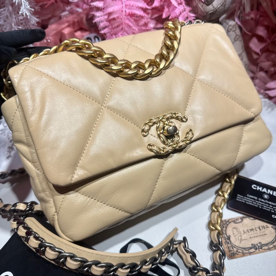 Chanel 19bag 小號/奶茶色/王吉娜古董精品-2