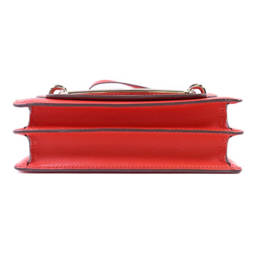 HERMES Evercolor皮革Mini Roulis銀扣肩背袋Rouge Tomate-3