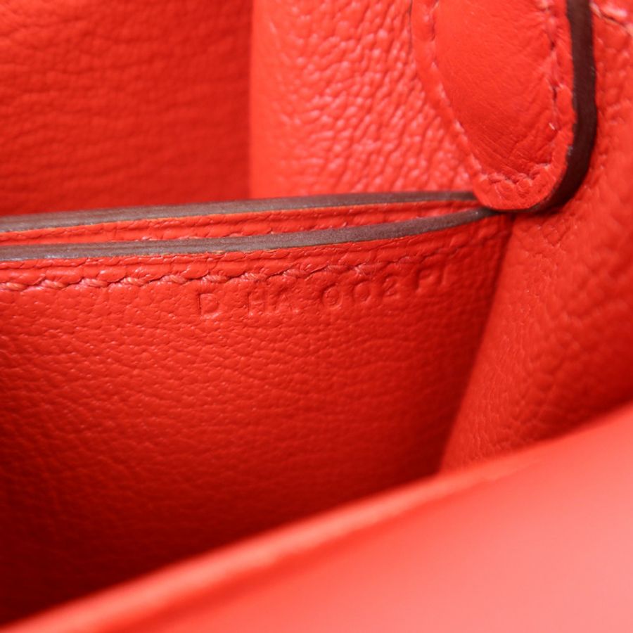 HERMES Evercolor皮革Mini Roulis銀扣肩背袋Rouge Tomate-6