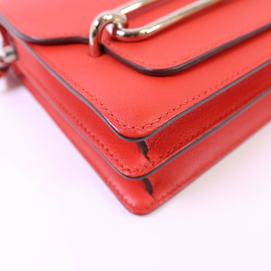 HERMES Evercolor皮革Mini Roulis銀扣肩背袋Rouge Tomate-9