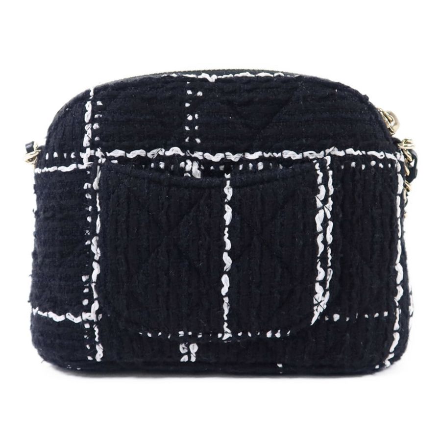 CHANEL 斜紋軟呢Chain Shoulder Bag金扣鏈帶肩背袋-1