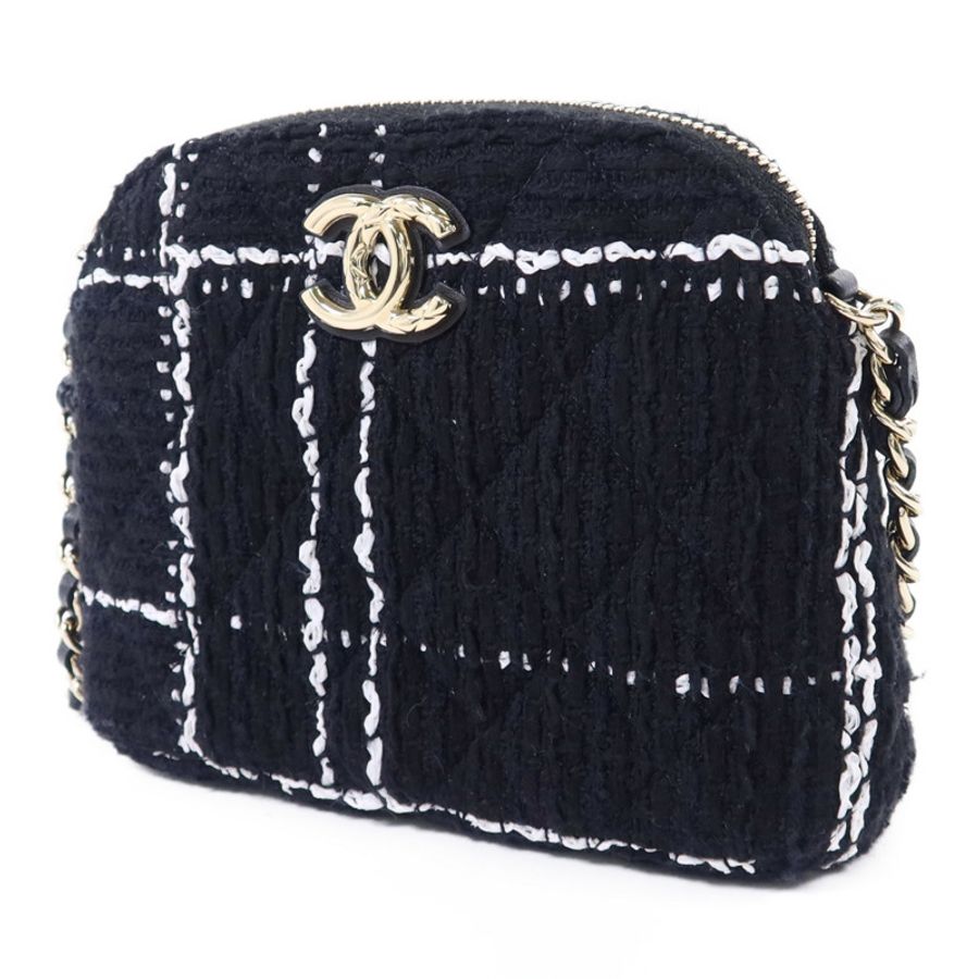 CHANEL 斜紋軟呢Chain Shoulder Bag金扣鏈帶肩背袋-2