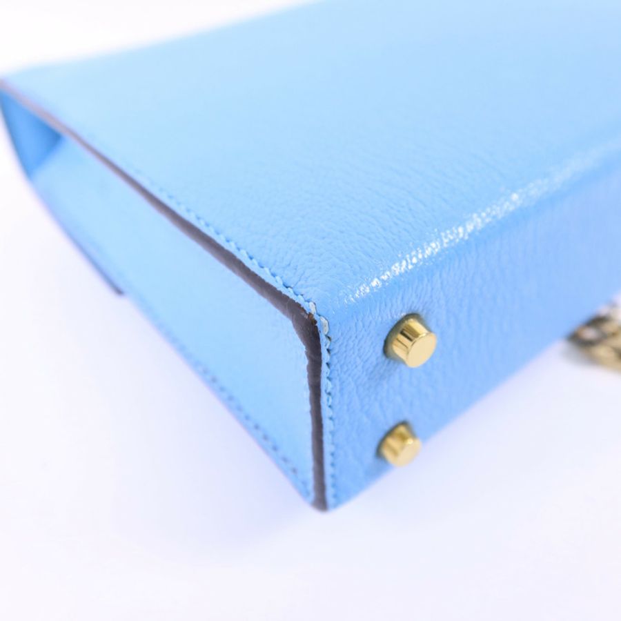 HERMES Chevre皮革Verrou Mini金扣鏈帶肩背袋-13