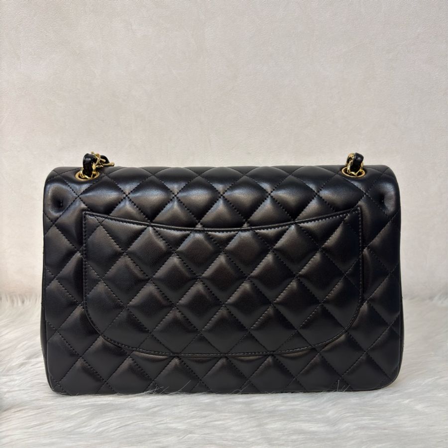 CHANEL A58600 COCO 30 CF JUMBO 黑色羊皮金鍊 肩背包斜背包口蓋包-3