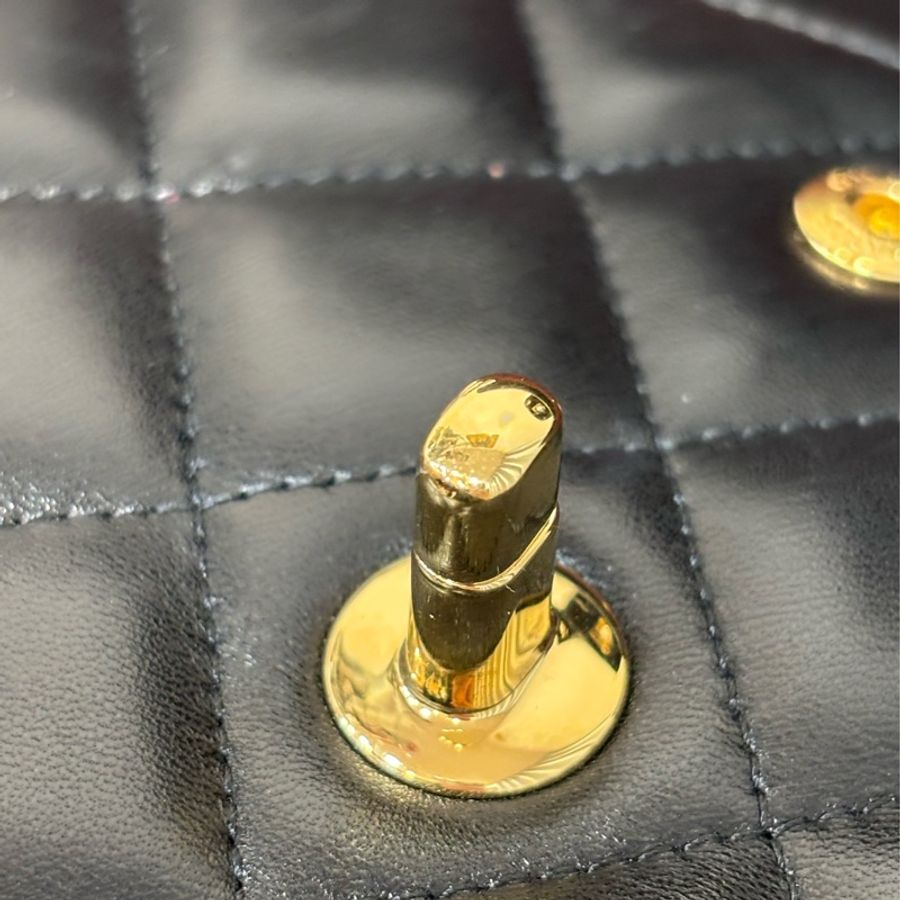 CHANEL A58600 COCO 30 CF JUMBO 黑色羊皮金鍊 肩背包斜背包口蓋包-11