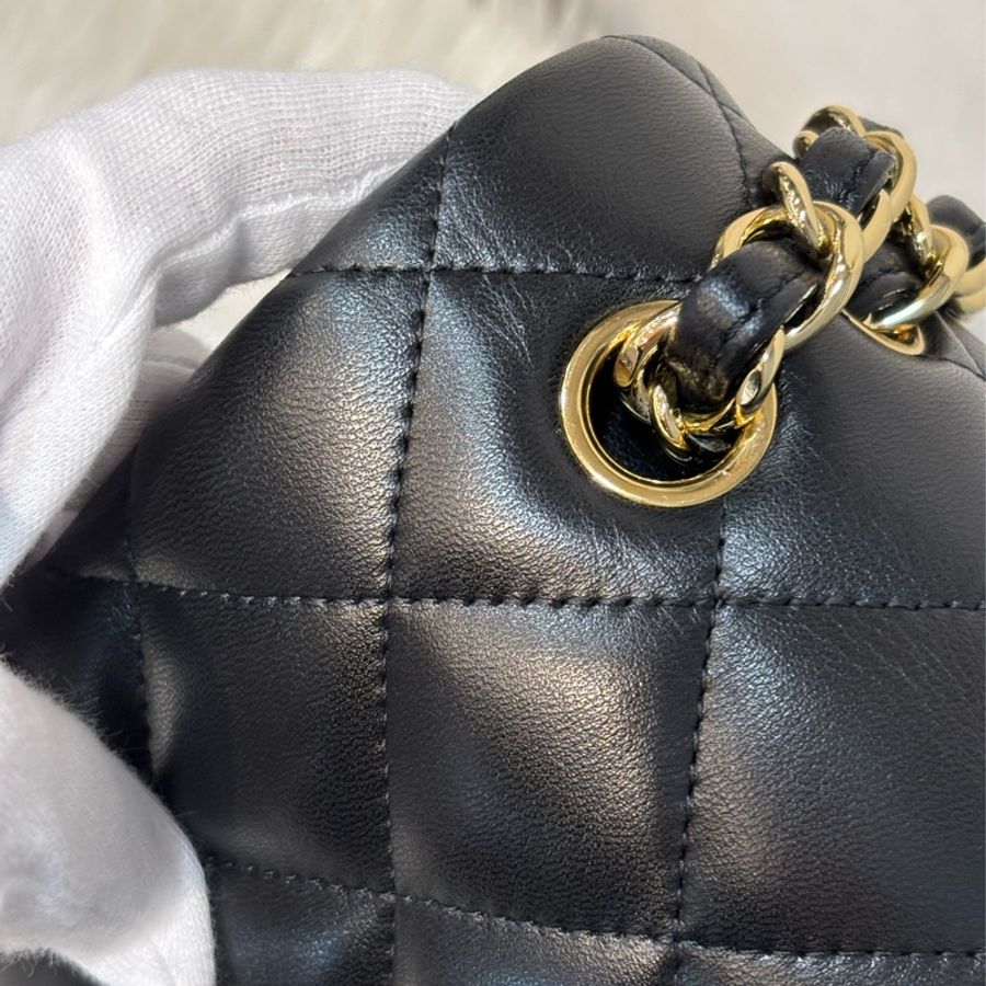 CHANEL A58600 COCO 30 CF JUMBO 黑色羊皮金鍊 肩背包斜背包口蓋包-25