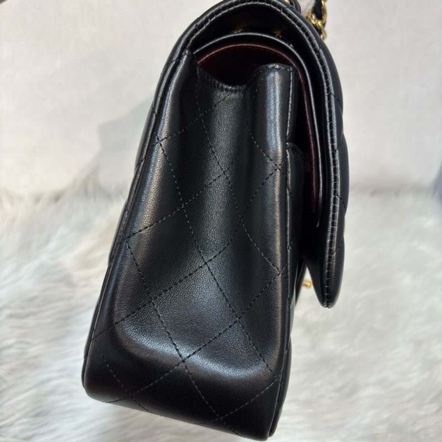 CHANEL A58600 COCO 30 CF JUMBO 黑色羊皮金鍊 肩背包斜背包口蓋包-42