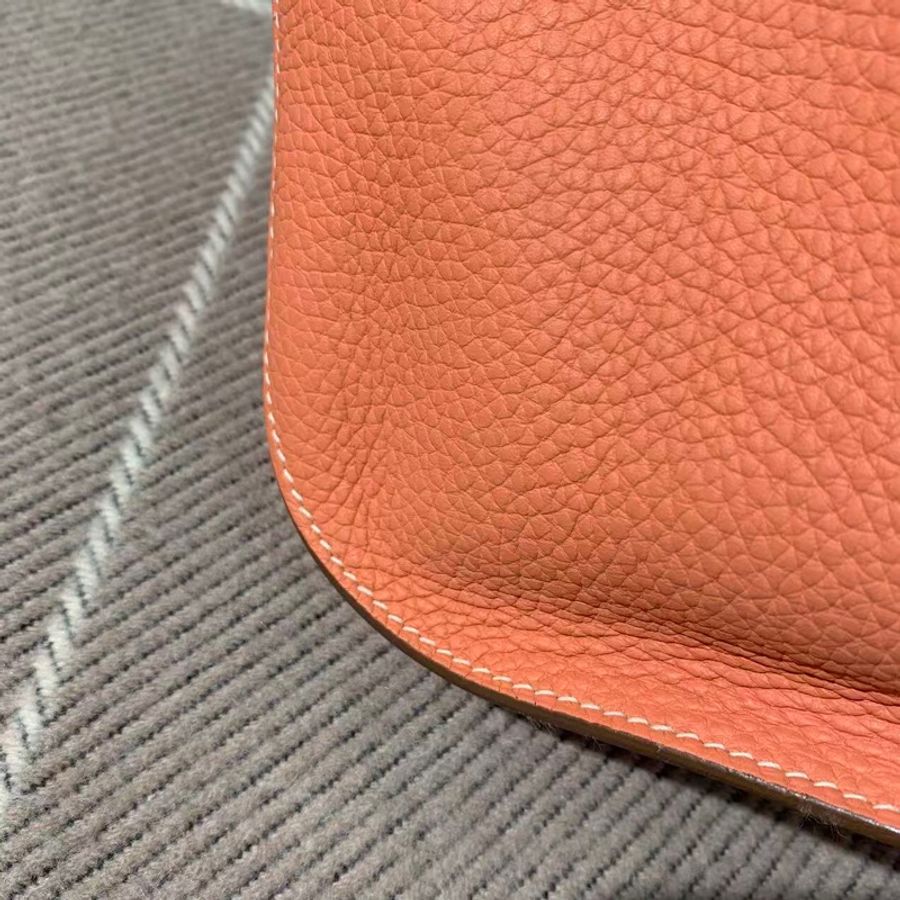 Hermes愛馬仕吉普賽28龍蝦粉銀扣tc皮Q刻-12