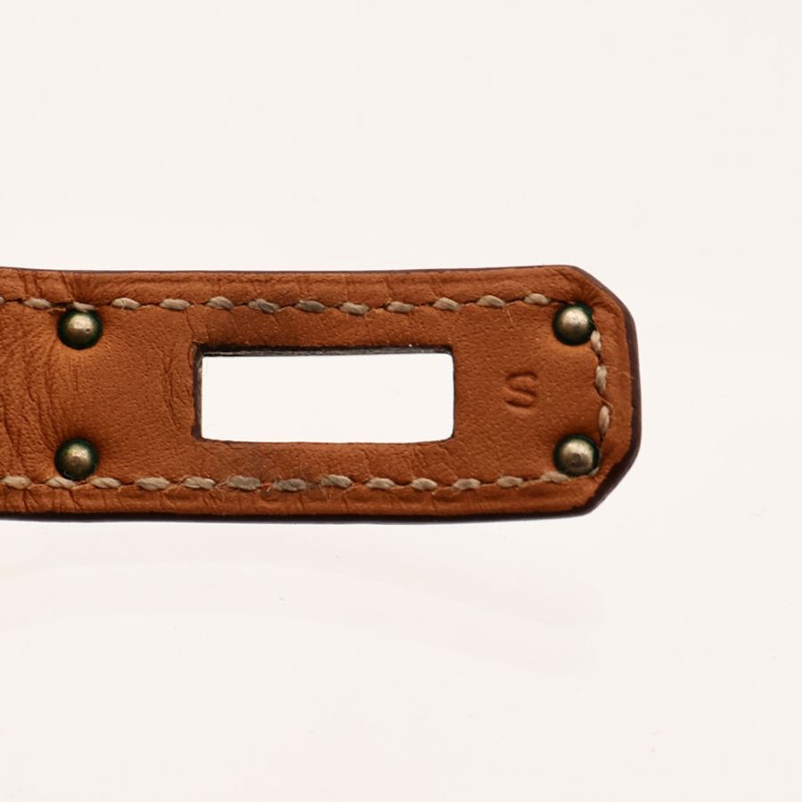 HERMES Swift皮革Kelly Double Tour Bracelet銀扣手帶Orange-11