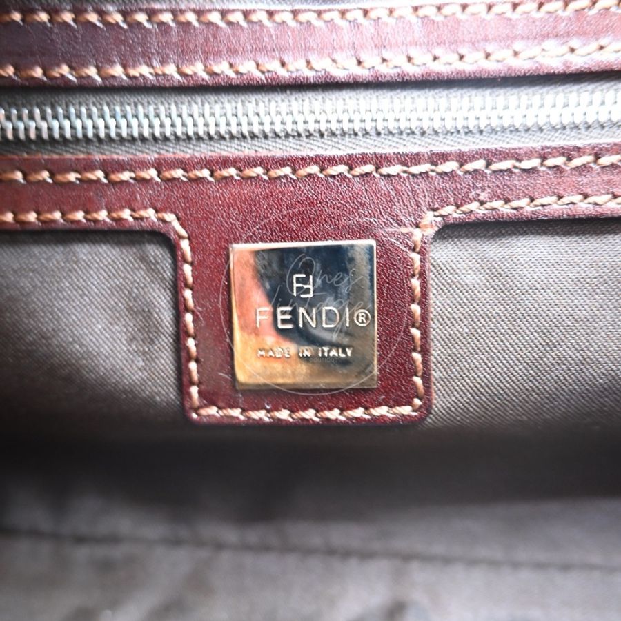 中古 Fendi Zucca Baguette 經典米白象牙色帆布法棍包-17