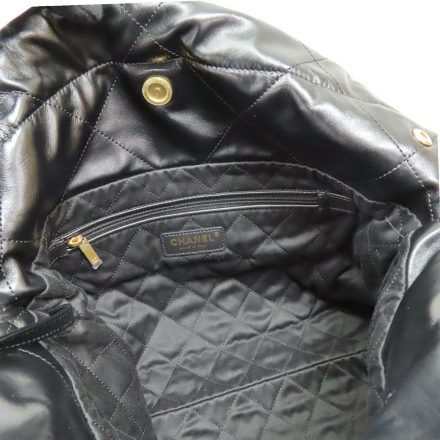 黑色 牛皮 22 鍊帶肩背包 金扣【CHANEL 香奈兒】 AS3260-7