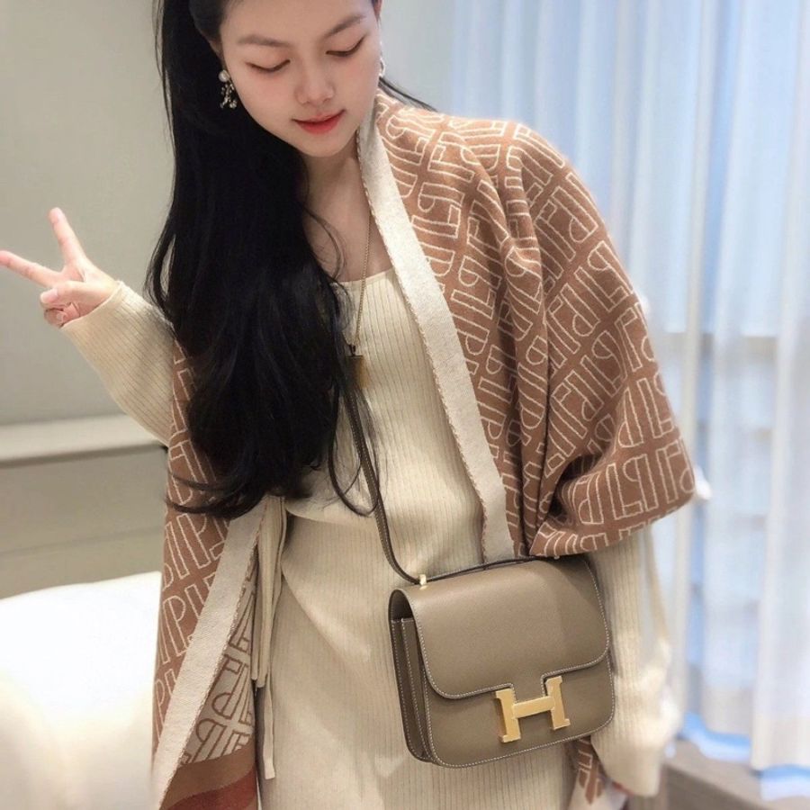 【全平台最便宜✨全套帶票】愛馬仕/Hermès 康康19 Constance mini 大象灰金扣 epsom皮 D刻-6