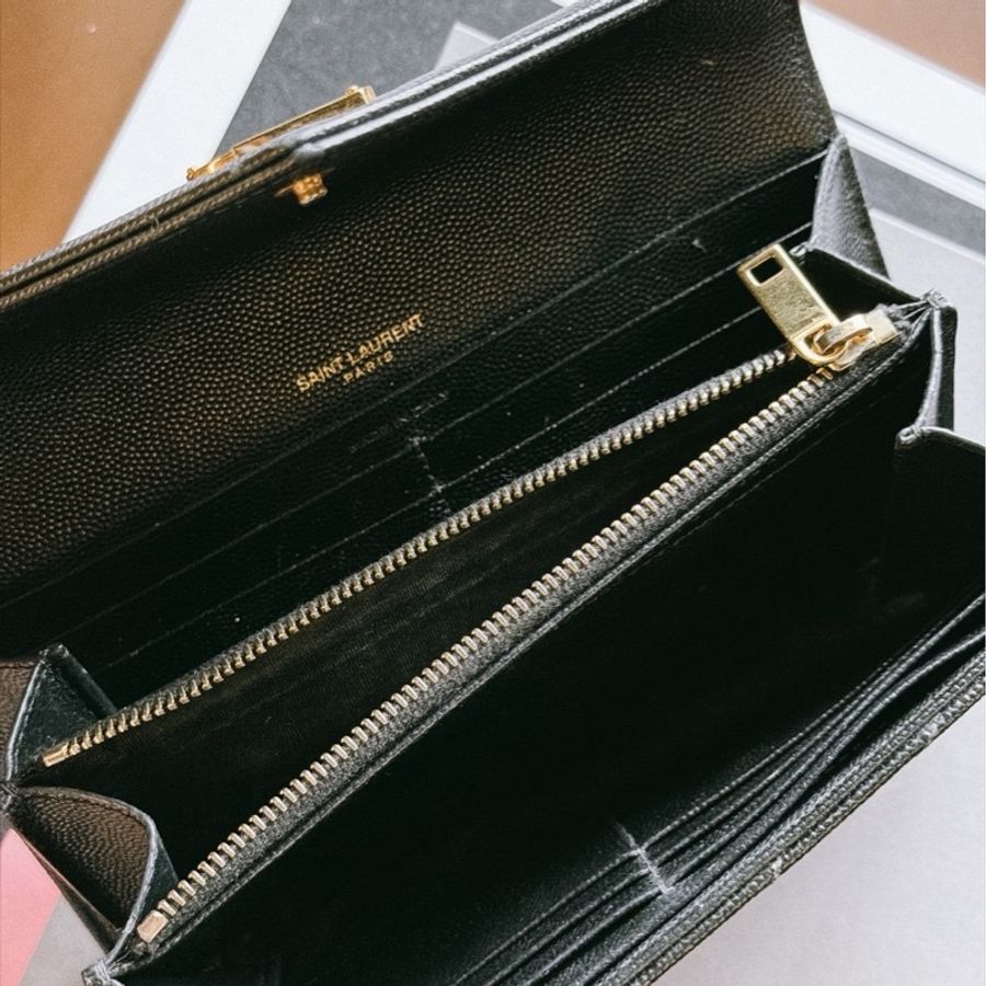 YSL 金色logo 黑色 長夾-1