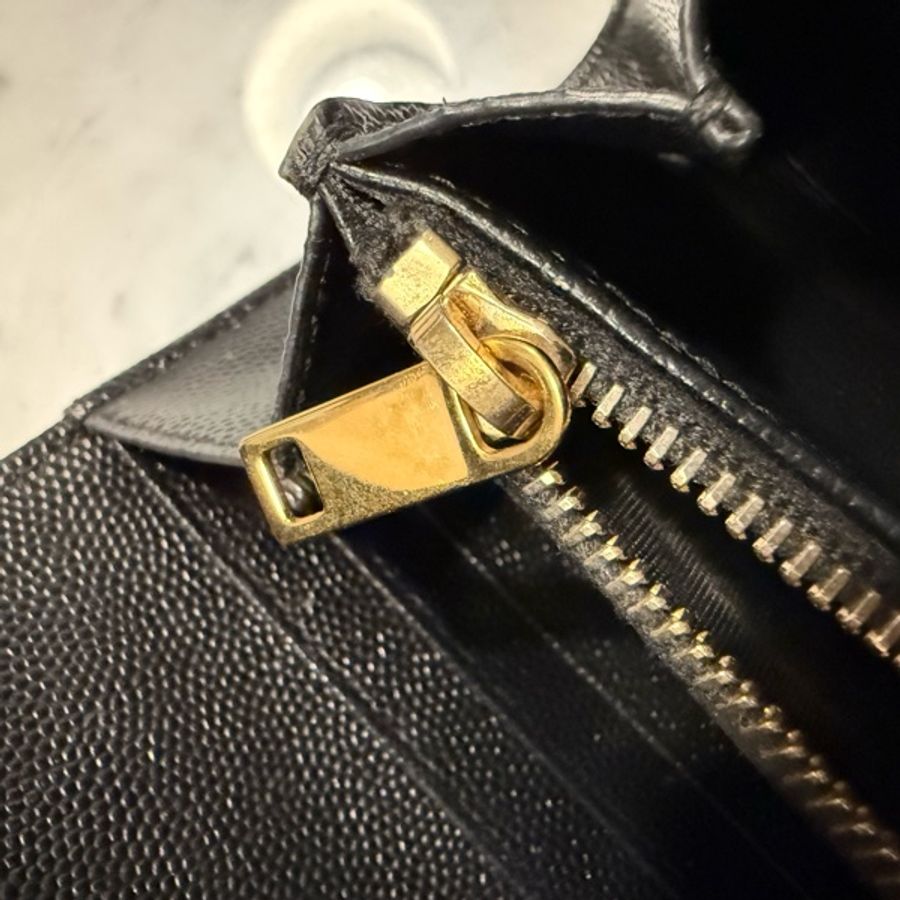 YSL 金色logo 黑色 長夾-9