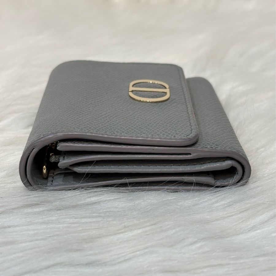 Dior S2057 LOTUS 30 MONTAIGNE CD 大象灰牛皮 金釦 短夾信用卡夾零錢包錢包-1