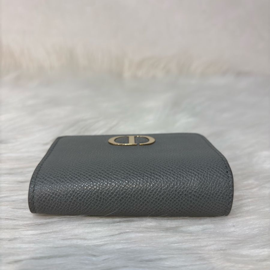 Dior S2057 LOTUS 30 MONTAIGNE CD 大象灰牛皮 金釦 短夾信用卡夾零錢包錢包-11