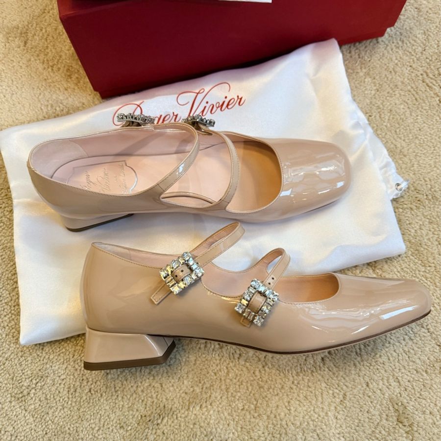 Roger Vivier 水晶方釦瑪莉珍鞋 37.5 全新-12