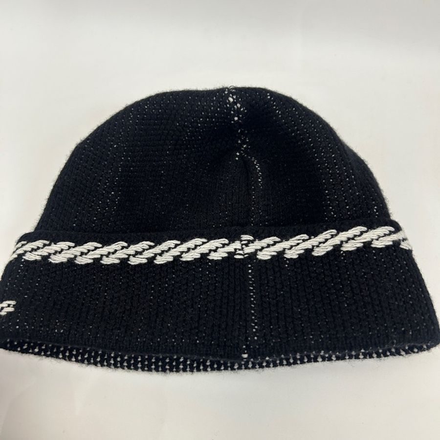 Chanel 黑底白logo 100%喀什米爾羊毛帽-0
