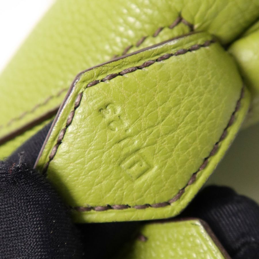 HERMES Togo皮革Bolide1923 30銀扣手挽袋Vert Anis-7