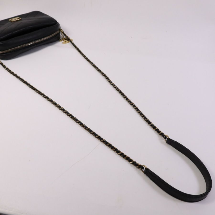 CHANEL 牛皮皮革Chain Shoulder Bag金扣鏈帶肩背袋-9