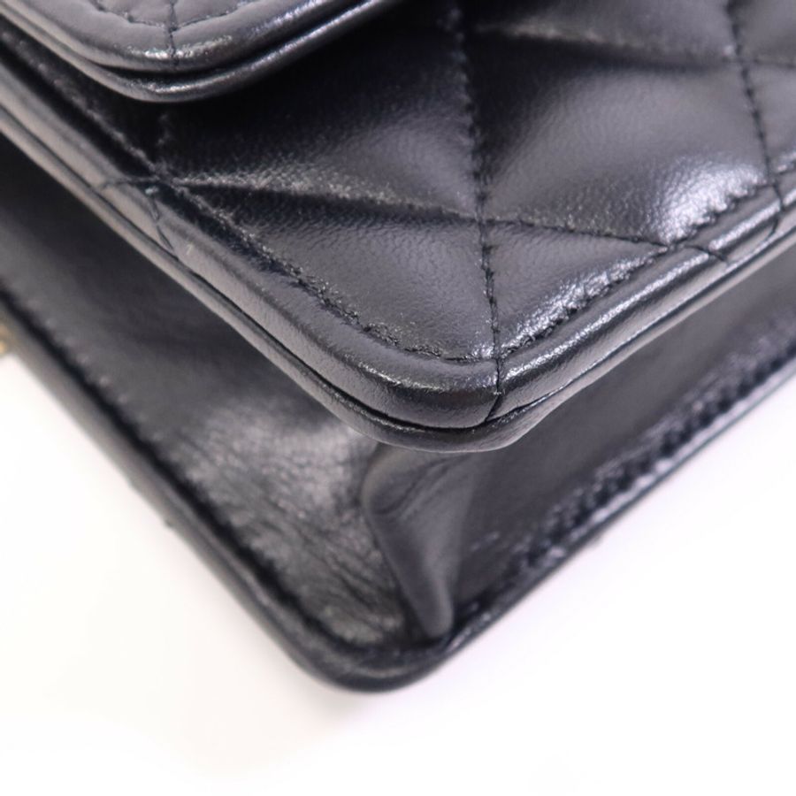 CHANEL 羊皮皮革WOC Wallet On Chain Handle金扣鏈帶手挽肩背兩用袋-10