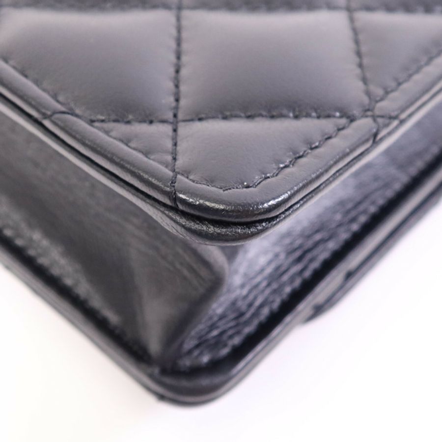 CHANEL 羊皮皮革WOC Wallet On Chain Handle金扣鏈帶手挽肩背兩用袋-11