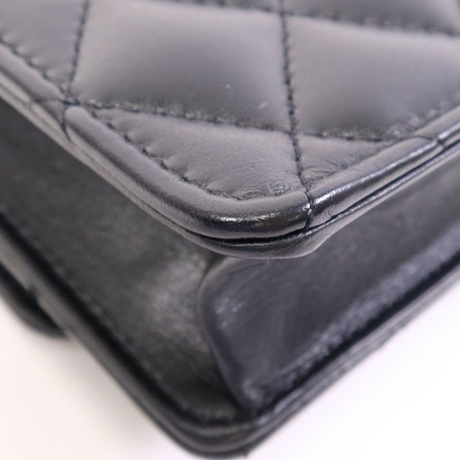CHANEL 羊皮皮革WOC Wallet On Chain Handle金扣鏈帶手挽肩背兩用袋-12
