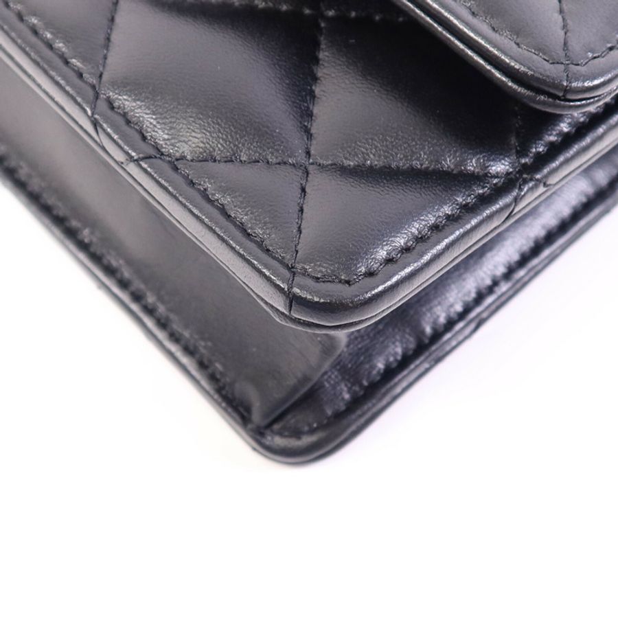 CHANEL 羊皮皮革WOC Wallet On Chain Handle金扣鏈帶手挽肩背兩用袋-13