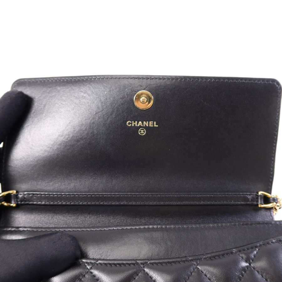 CHANEL 羊皮皮革WOC Wallet On Chain Handle金扣鏈帶手挽肩背兩用袋-14