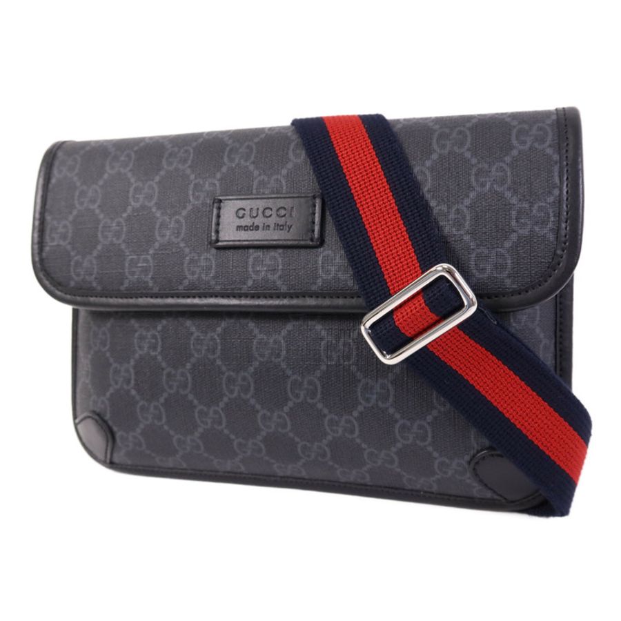 GUCCI 塗層帆布Waist Bag銀扣腰包-2