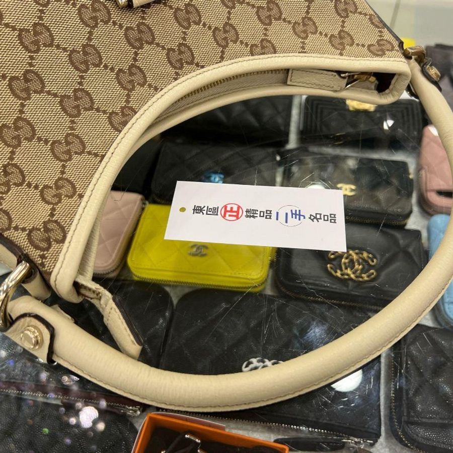 東區正精品㊣Gucci 130738 白色緹花布三環包手提包肩背包 RZ4997-8