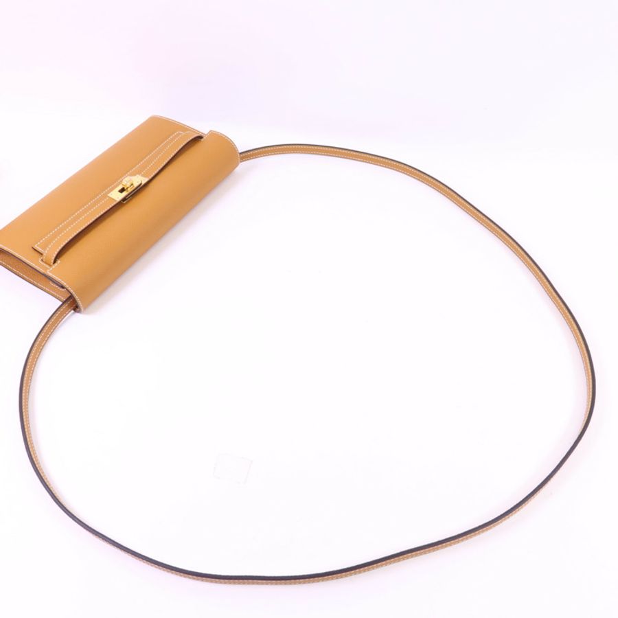 HERMES 【Hermes Fair】Epsom皮革Kelly To Go金扣肩背袋Toffee-4
