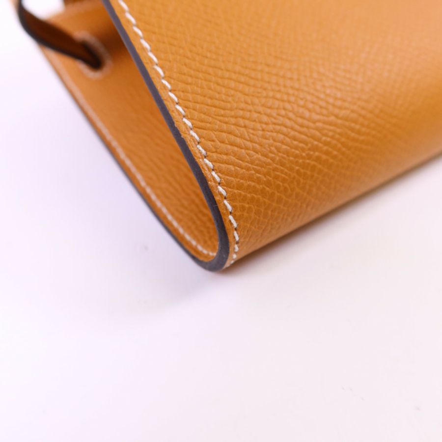 HERMES 【Hermes Fair】Epsom皮革Kelly To Go金扣肩背袋Toffee-12