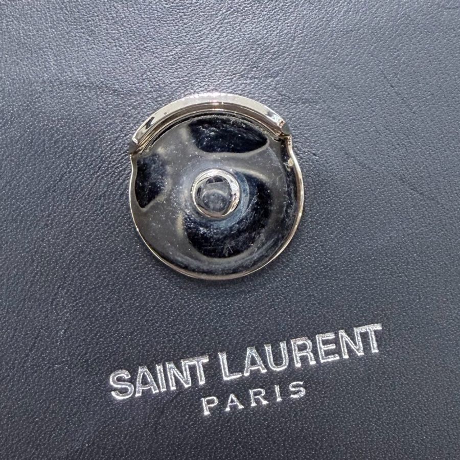 YSL 銀閃粉豹紋流蘇鏈條斜背包 X672-40