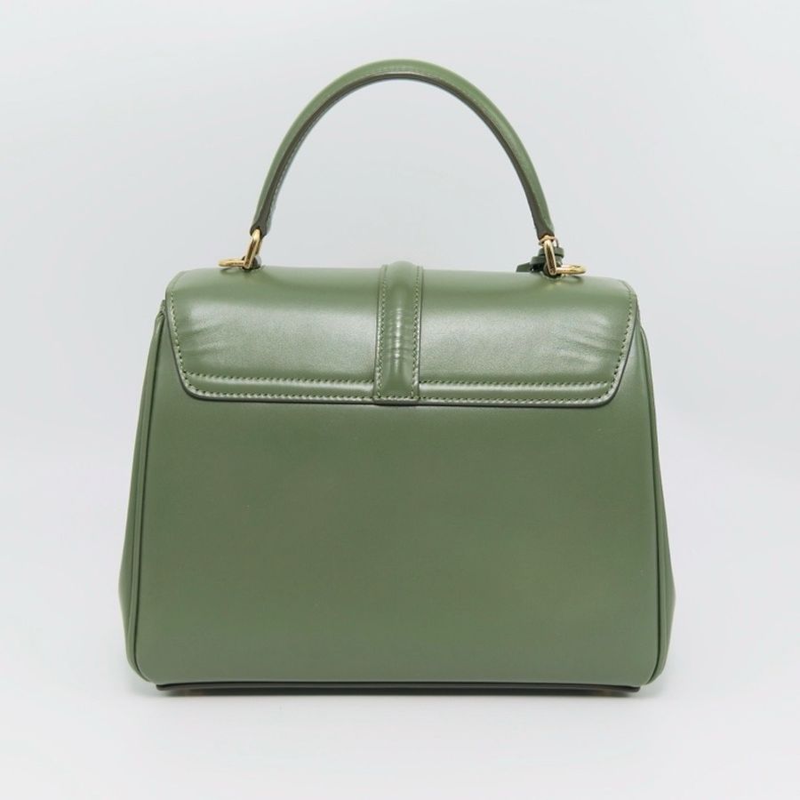 CELINE 酪梨綠金扣  soft16翻蓋手提斜背包22*18*9 98新配件塵袋鎖鑰匙-6
