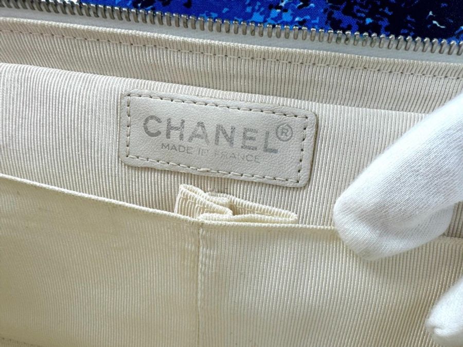 Chanel Vintage 2002 Canvas Surf Line Blue Medium Flap Bag-14