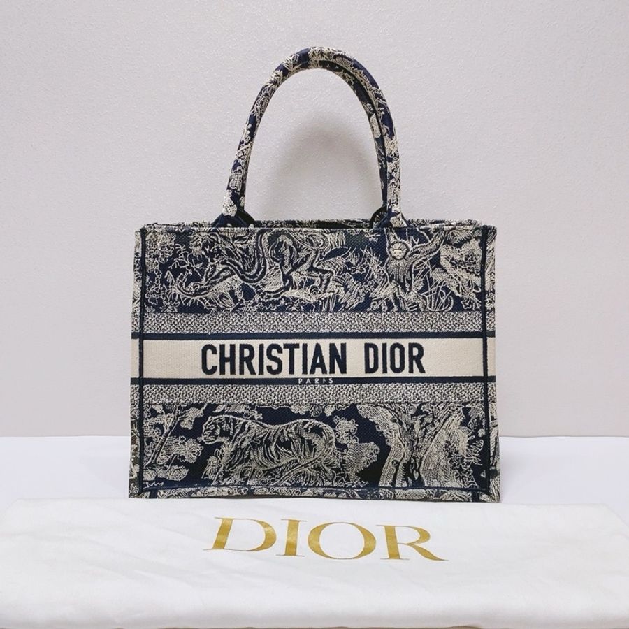 Dior book tote動物園 藍色刺繡藍色中號購物袋36x15x26 98新配件塵袋-1