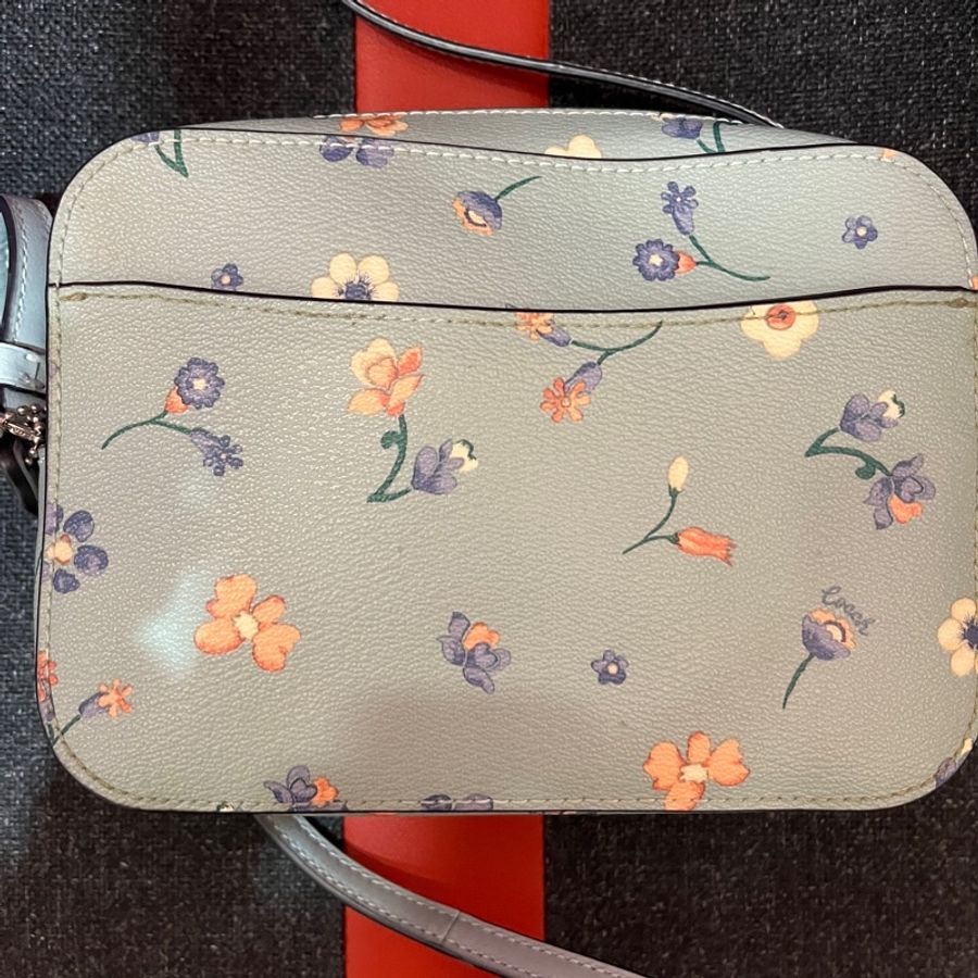 coach 藍色小花相機包-1
