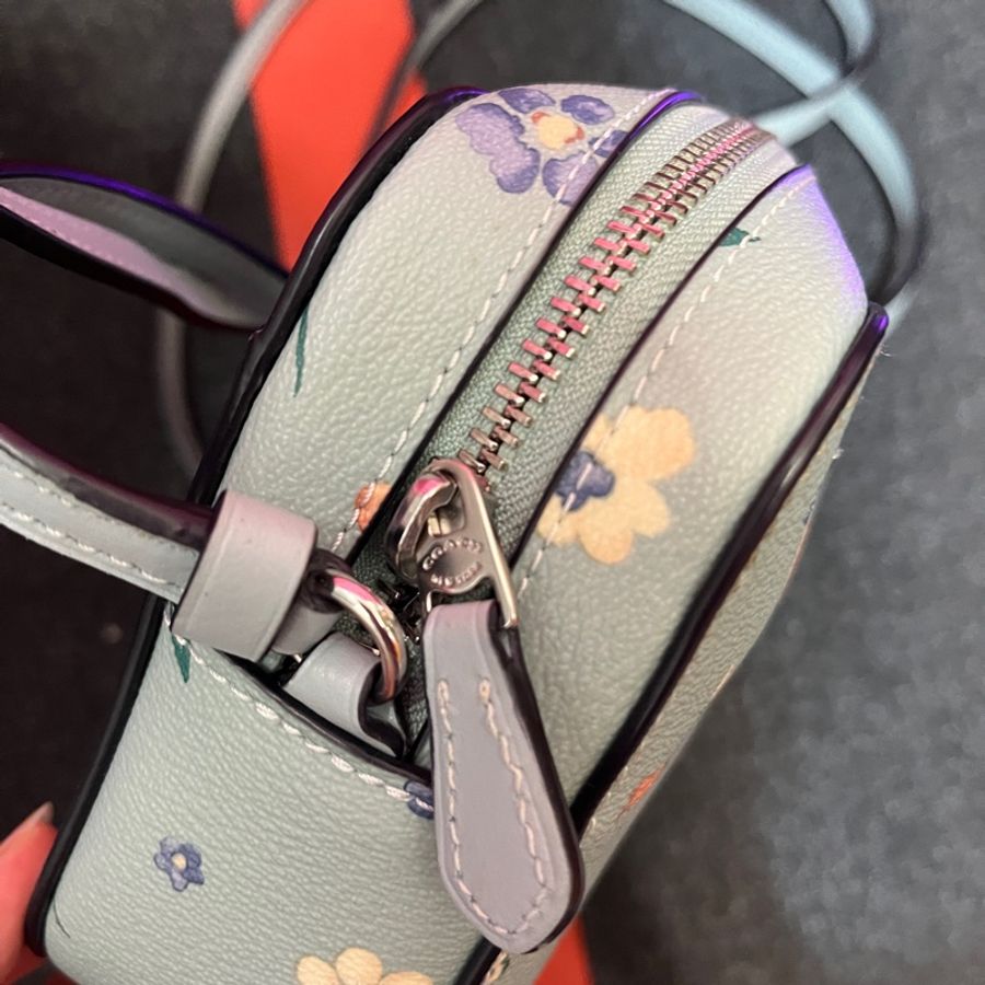 coach 藍色小花相機包-10