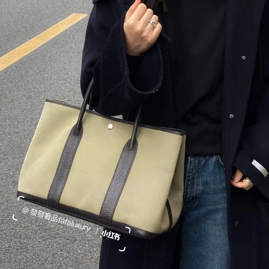 HERMES Garden party 30 - 帆布塵埃拚黑-1