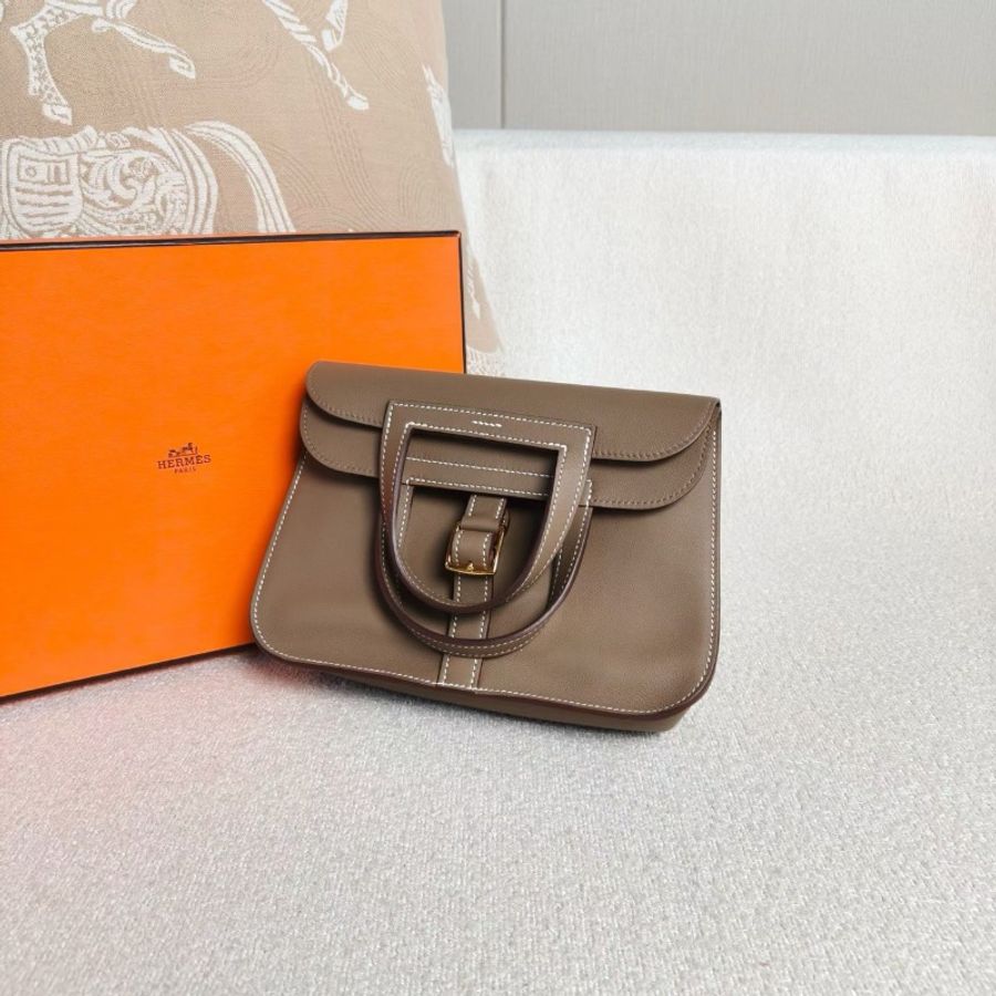 Hermes halzan21 21 mini K刻 Swift皮 大象灰 銀扣21*15*6 99新配件盒子塵袋-3