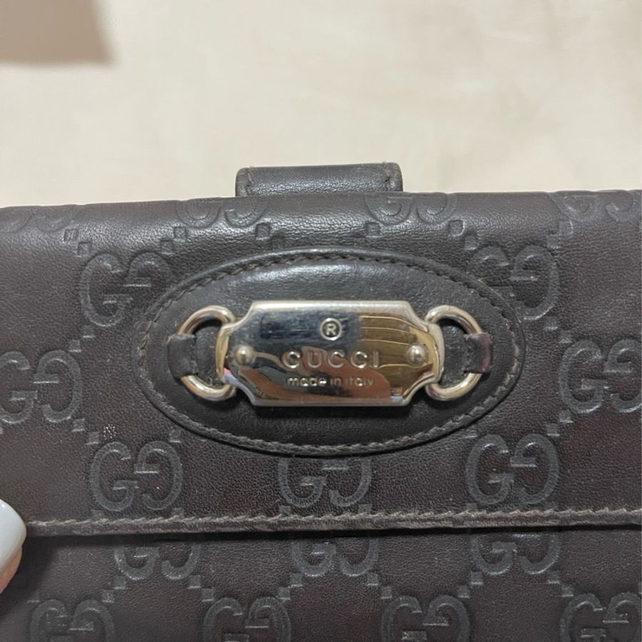 GUCCI 黑色 GG 壓紋長夾(真皮、翻蓋扣式、銀色金屬牌)-19