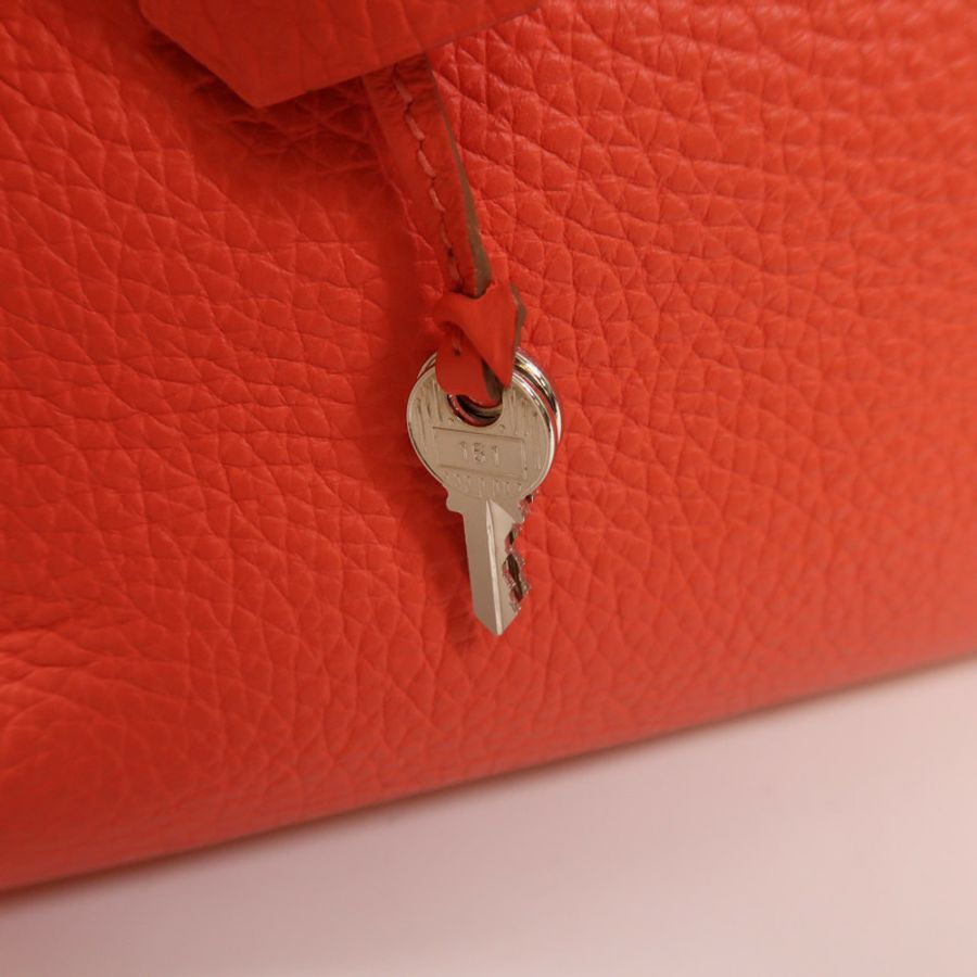 HERMES Clemence皮革Bolide 31銀扣手挽肩背兩用袋Rose Jaipur-13