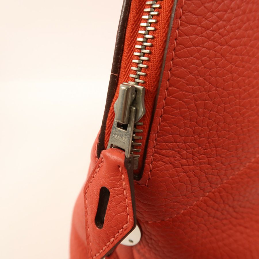 HERMES Clemence皮革Bolide 31銀扣手挽肩背兩用袋Rose Jaipur-15