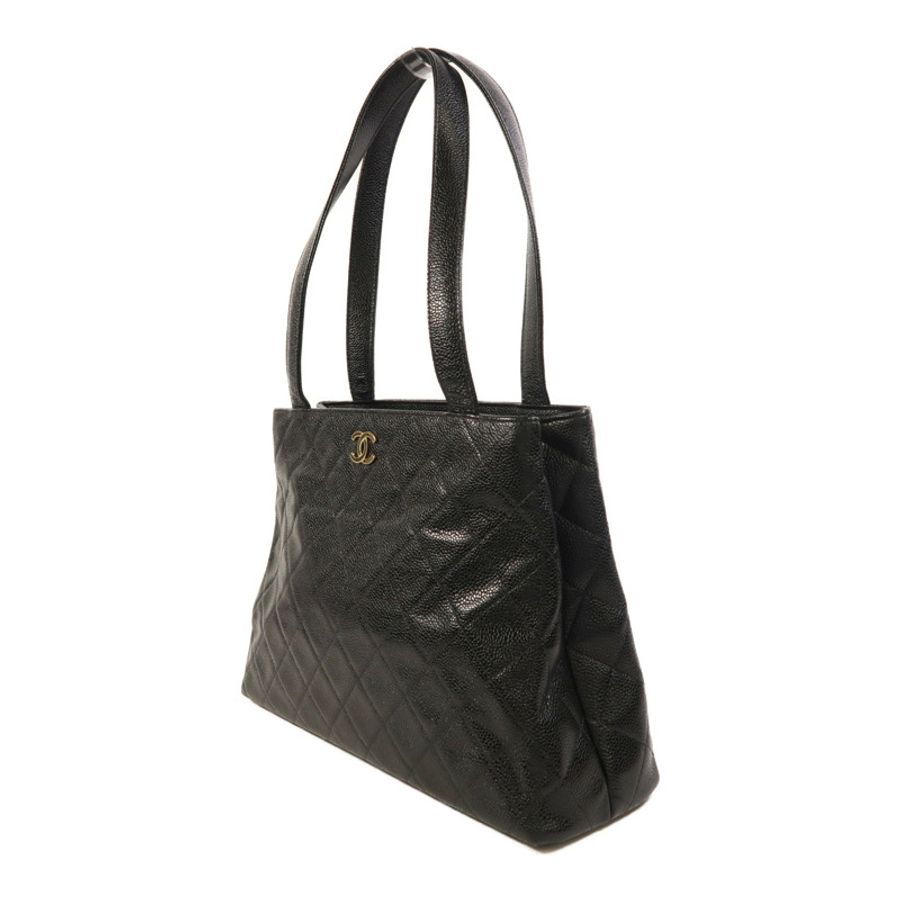 CHANEL 牛皮皮革Vintage Tote Bag金扣肩背袋-2