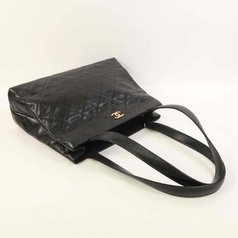CHANEL 牛皮皮革Vintage Tote Bag金扣肩背袋-9